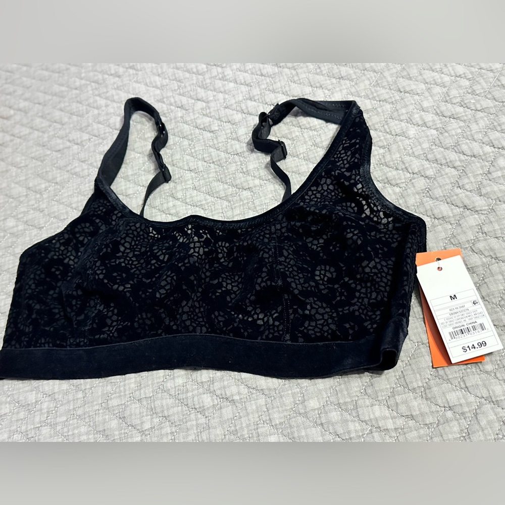Gilligan & O'Malley Black Floral Lace Bra